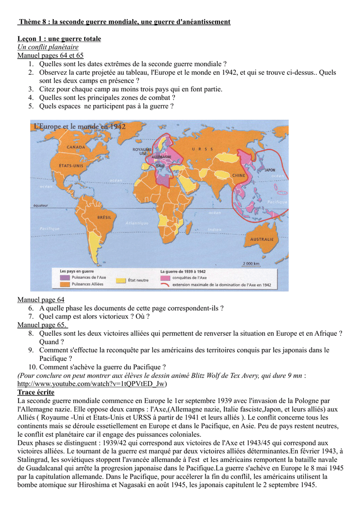 la seconde guerre mondiale, une guerre d`anéantissement Leçon 1