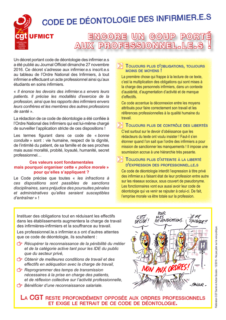 code de déontologie des infirmier.es