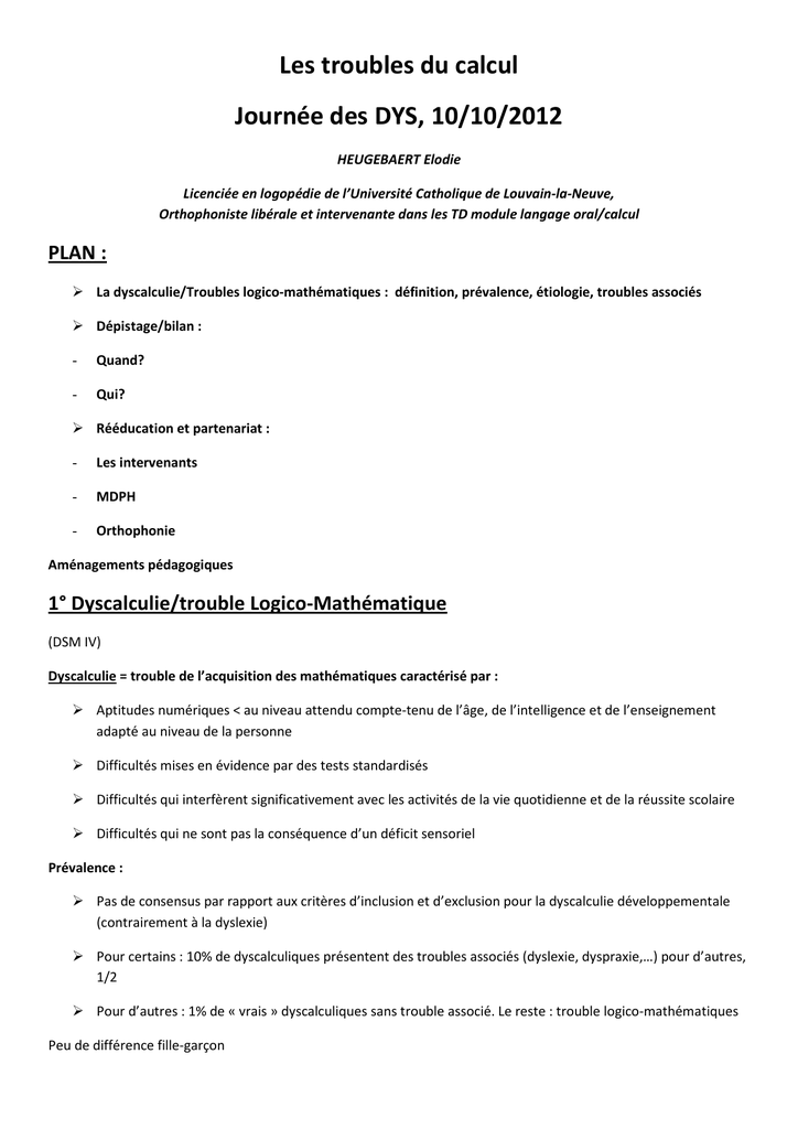 Bilan Logico Mathématique Orthophonie