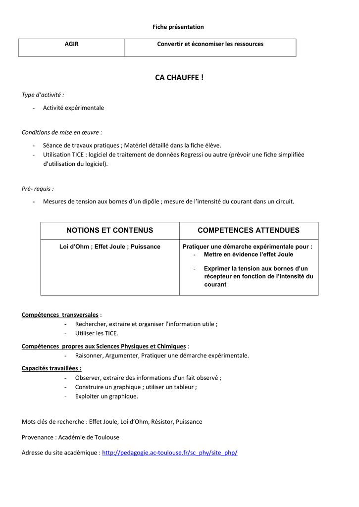 Fiche professeur Académie de Toulouse