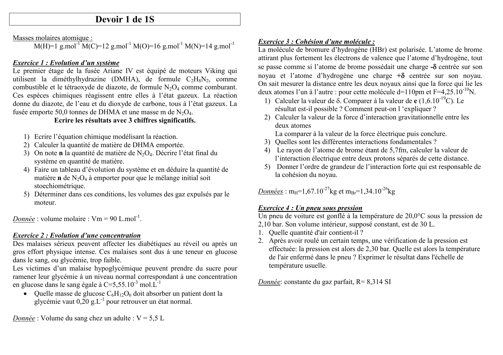 Devoir 1 de 1S Page d`accueil