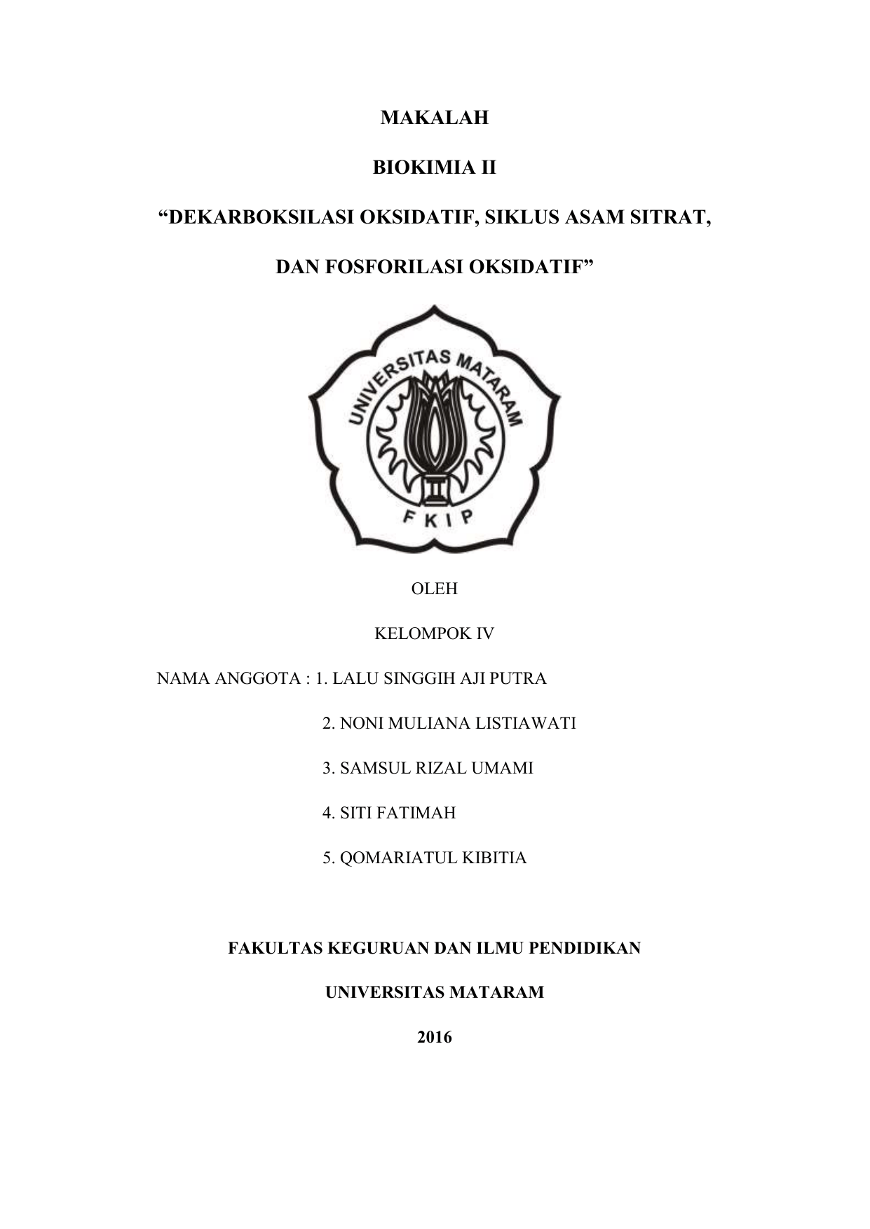 makalah biokimia