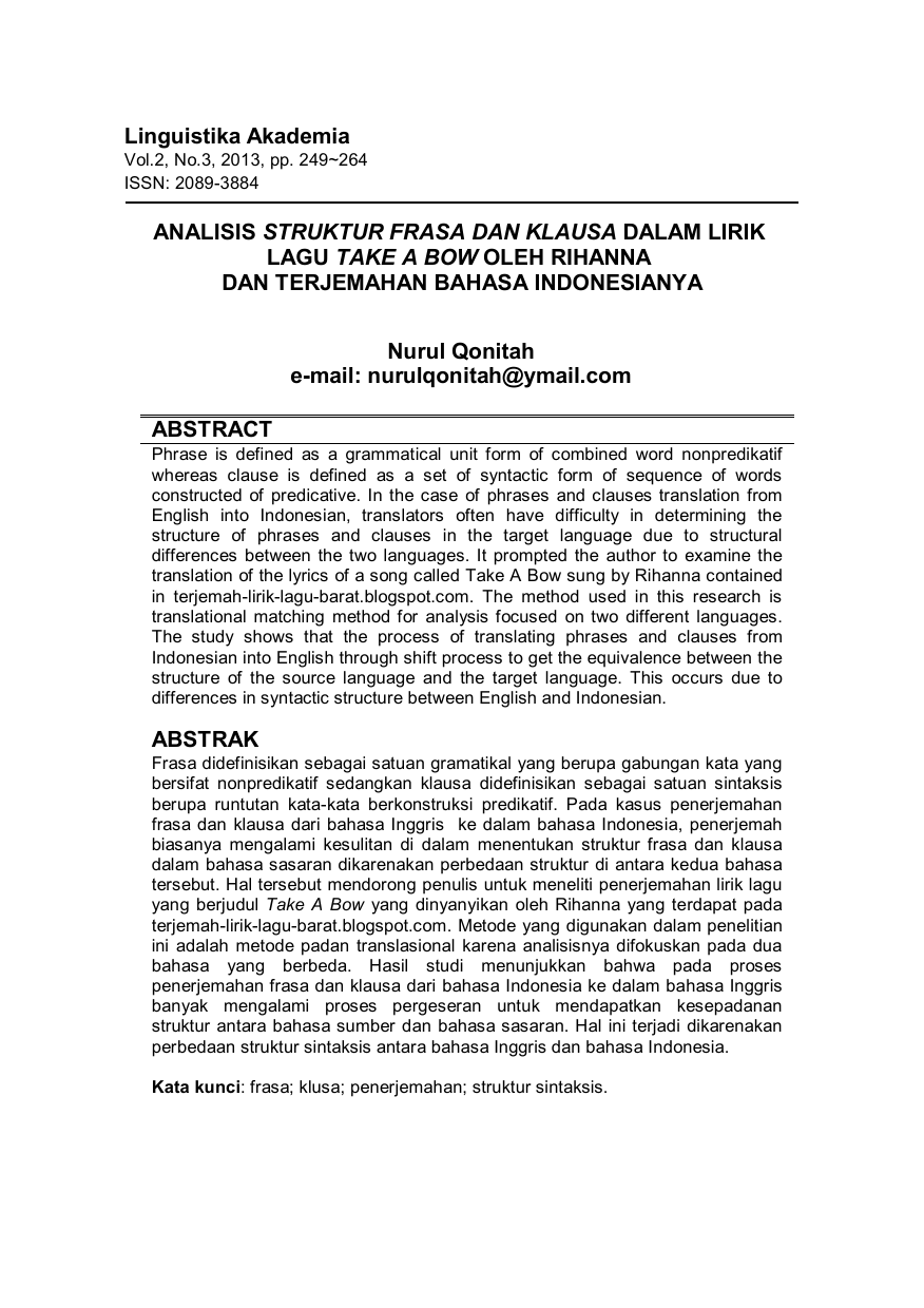 01. Analisis Struktur Frase dan Klausa dalam Lirik Lagu