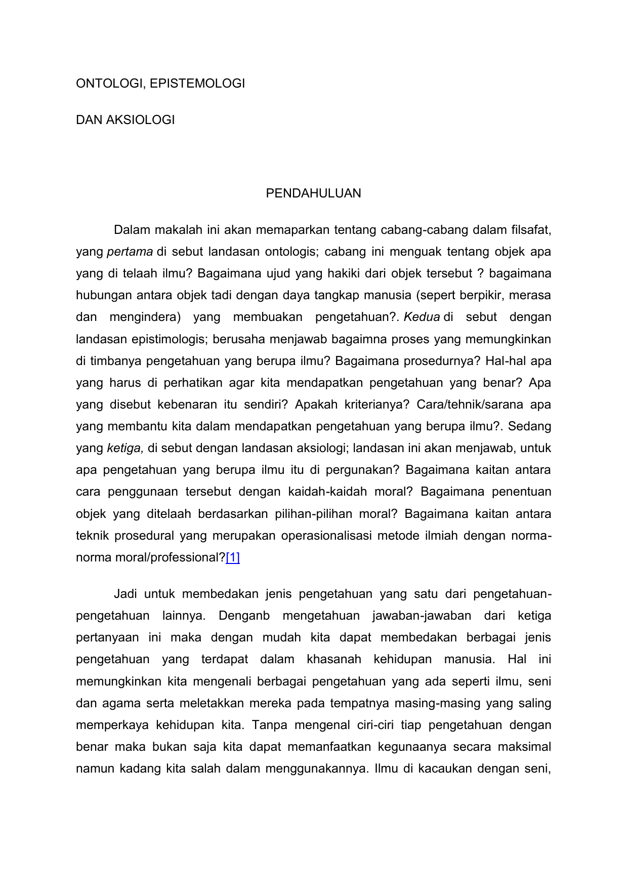 19 Makalah Ontologi Epistemologi Aksiologi Filsafat Pendidikan Islam