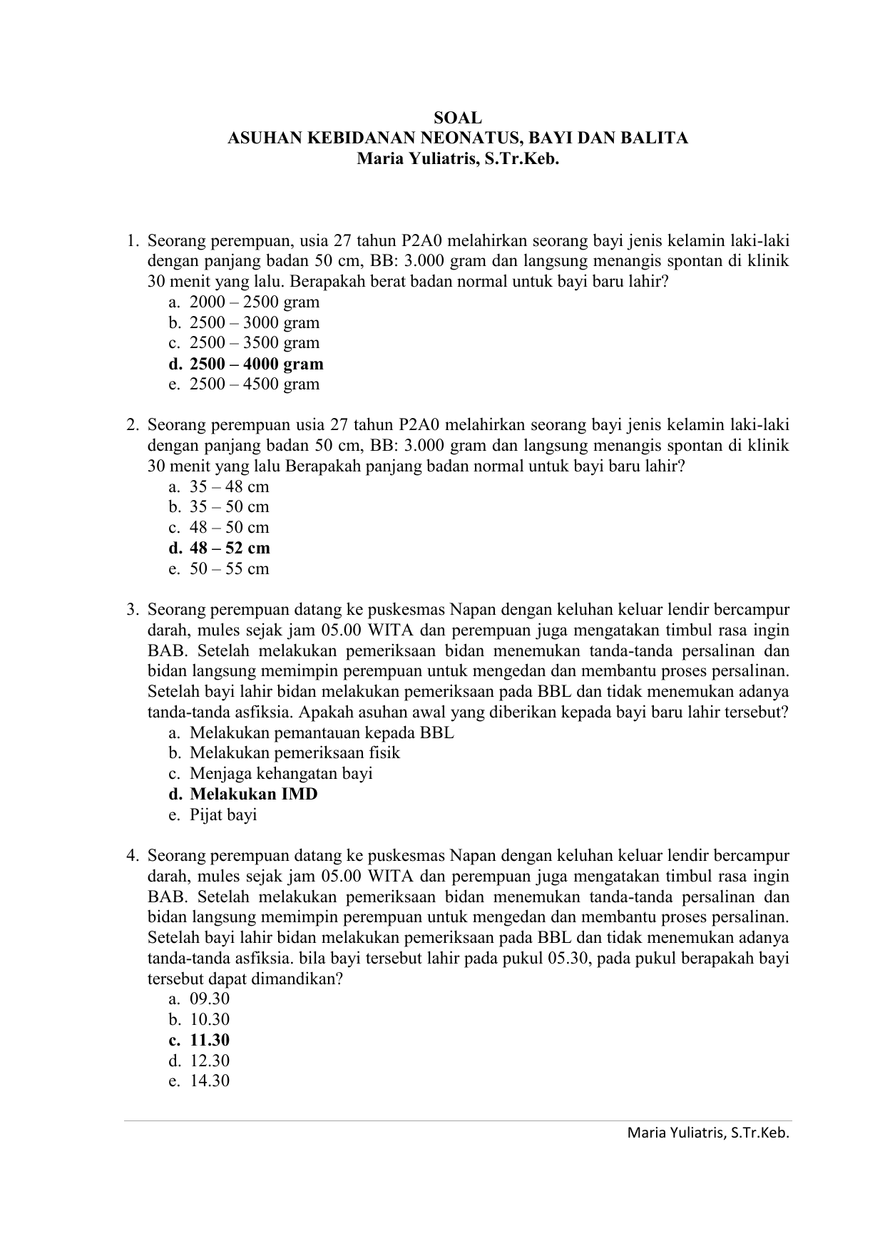 Soal Resusitasi Bayi Baru Lahir Pembahasan Soal