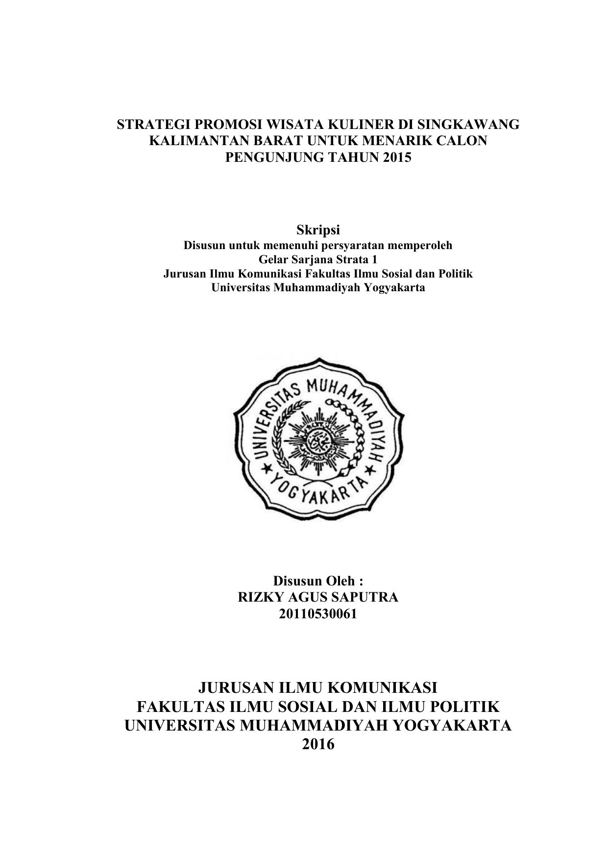 Logo Umy Skripsi Ide Judul Skripsi Universitas