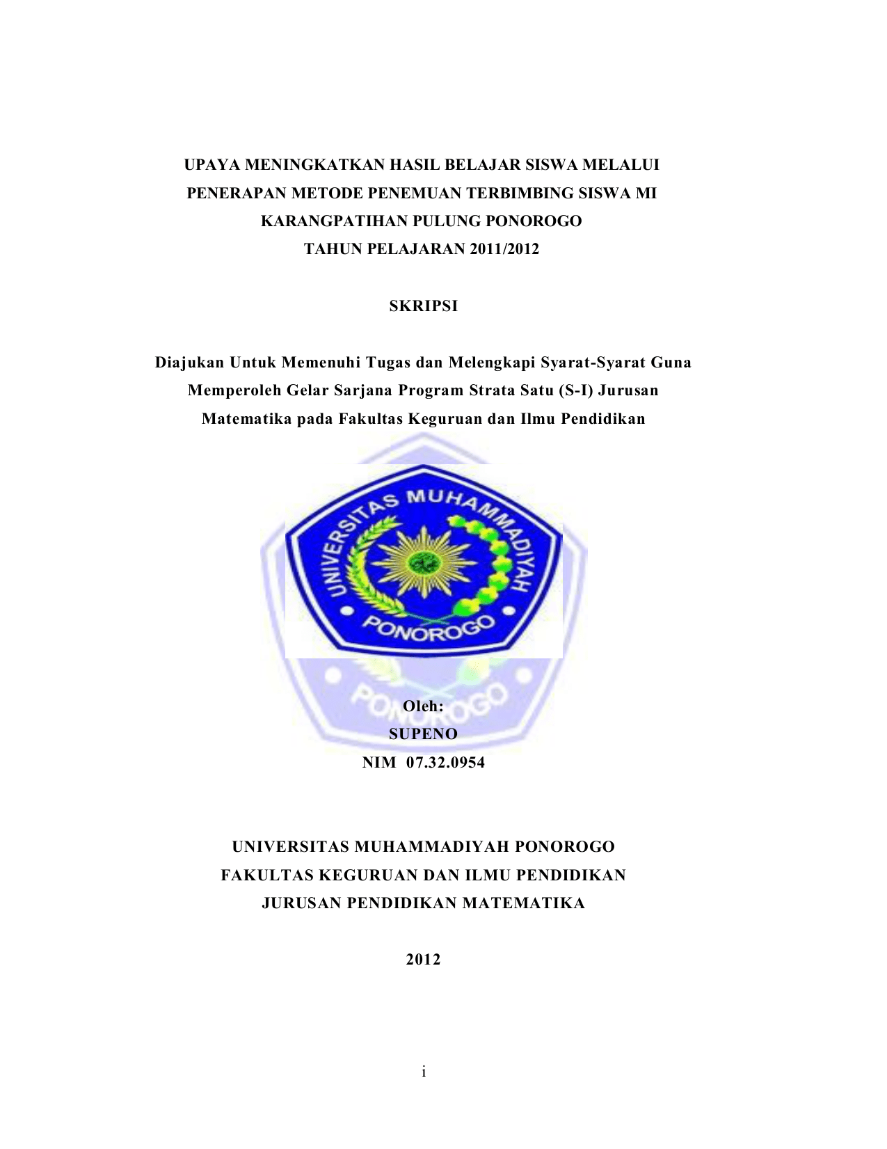 Skripsi Matematika Murni Ide Judul Skripsi Universitas