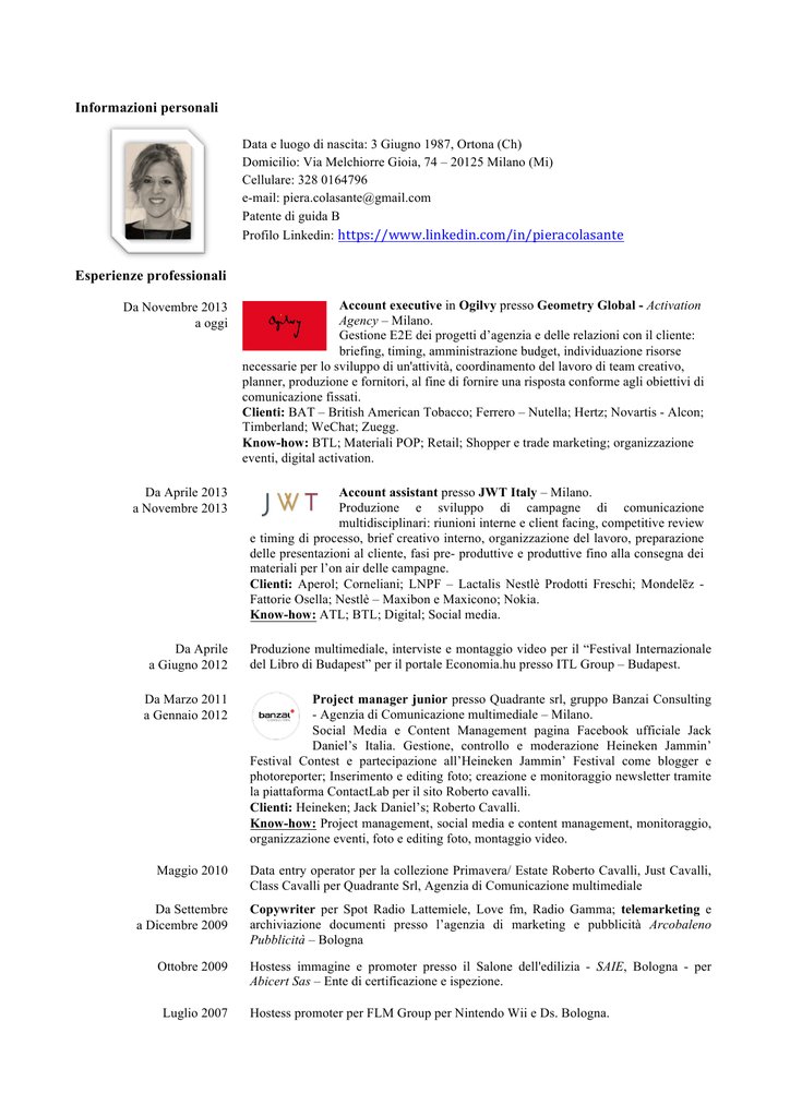 Informazioni Personali Profilo Linkedin: Https://Www.linkedin.com/In 1024_x_724_png