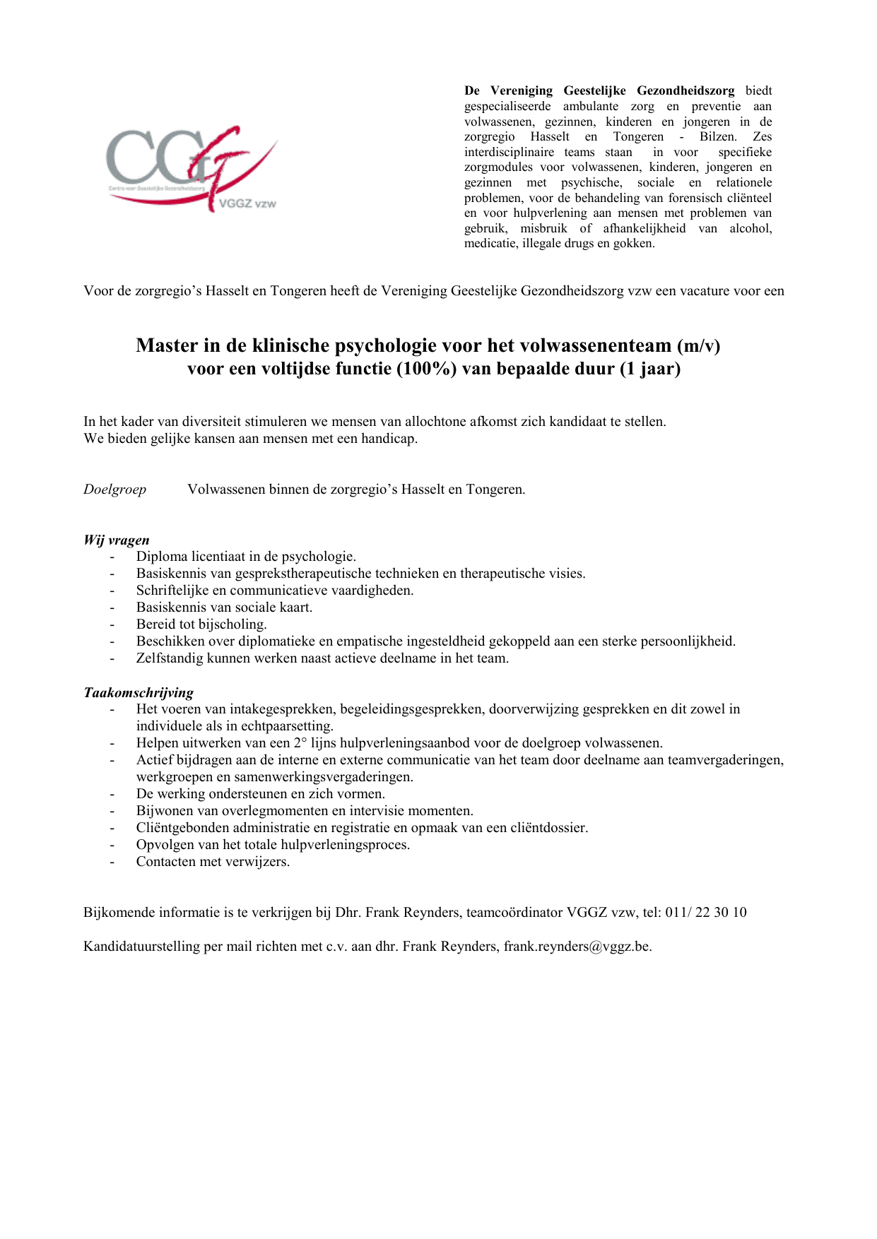 Master in de klinische psychologie voor het CAD