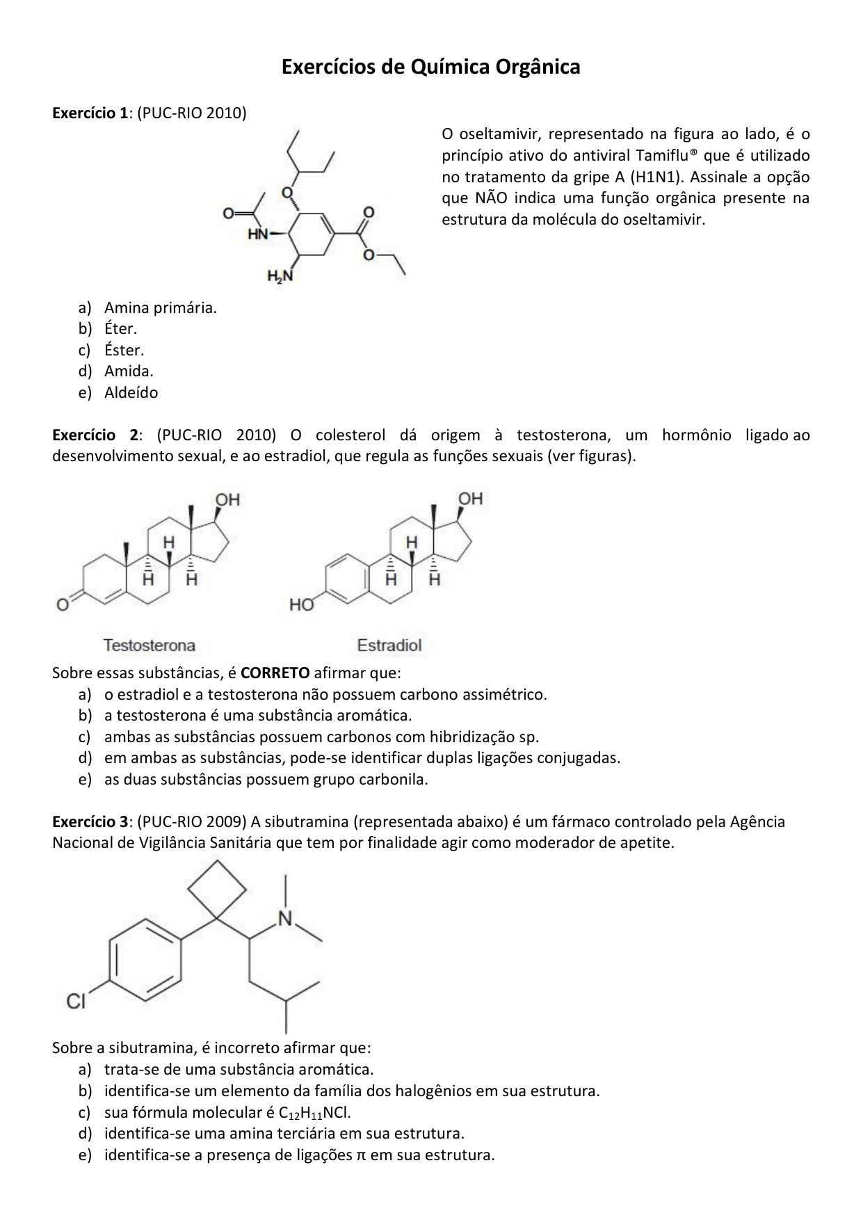 Exercícios de Química Orgânica