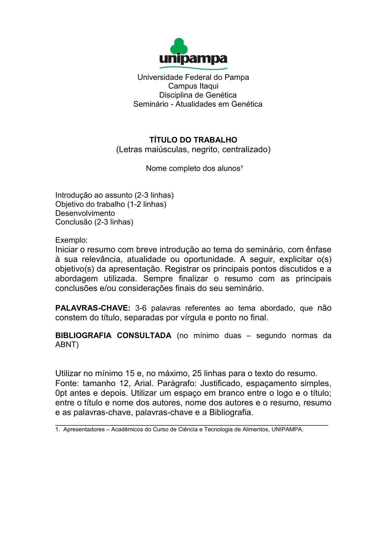 Exemplo De Resumo Com Palavras Chave Vários Exemplos