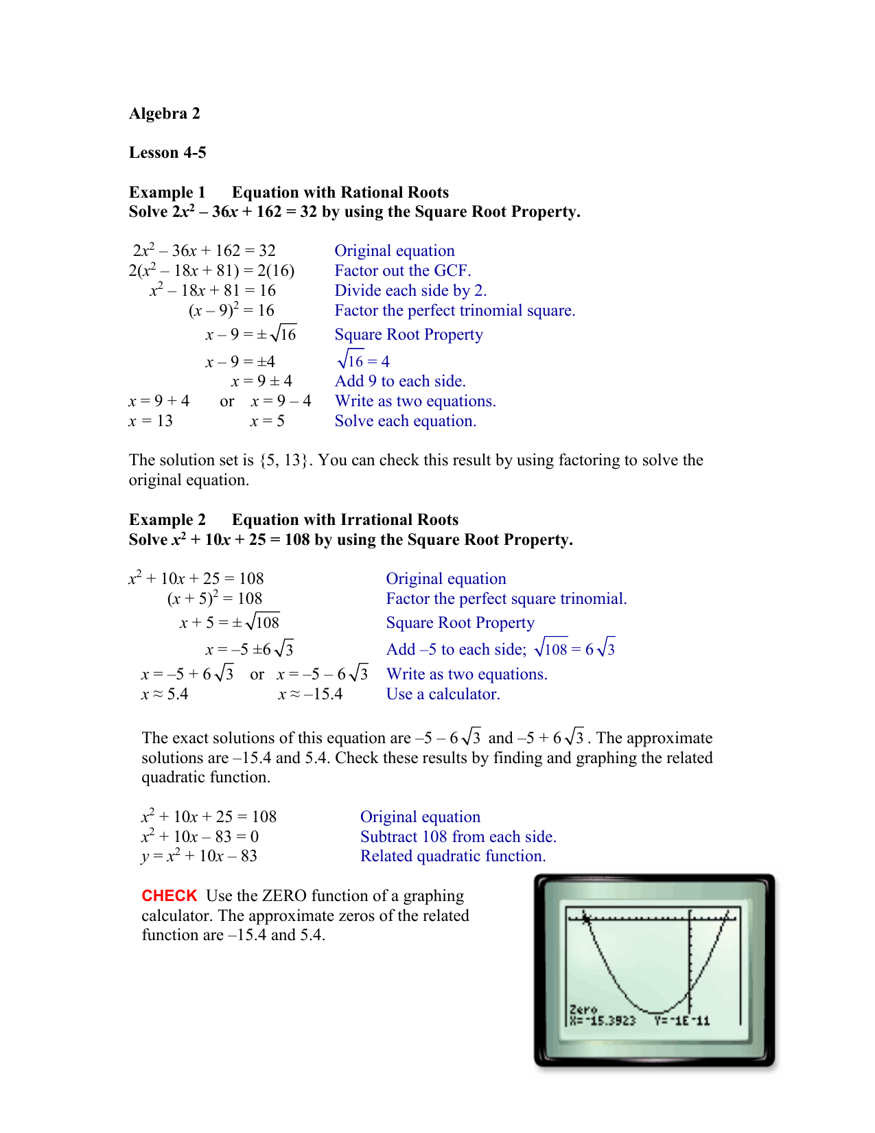 property Quadratic Equation Zero Factor Property Calculator