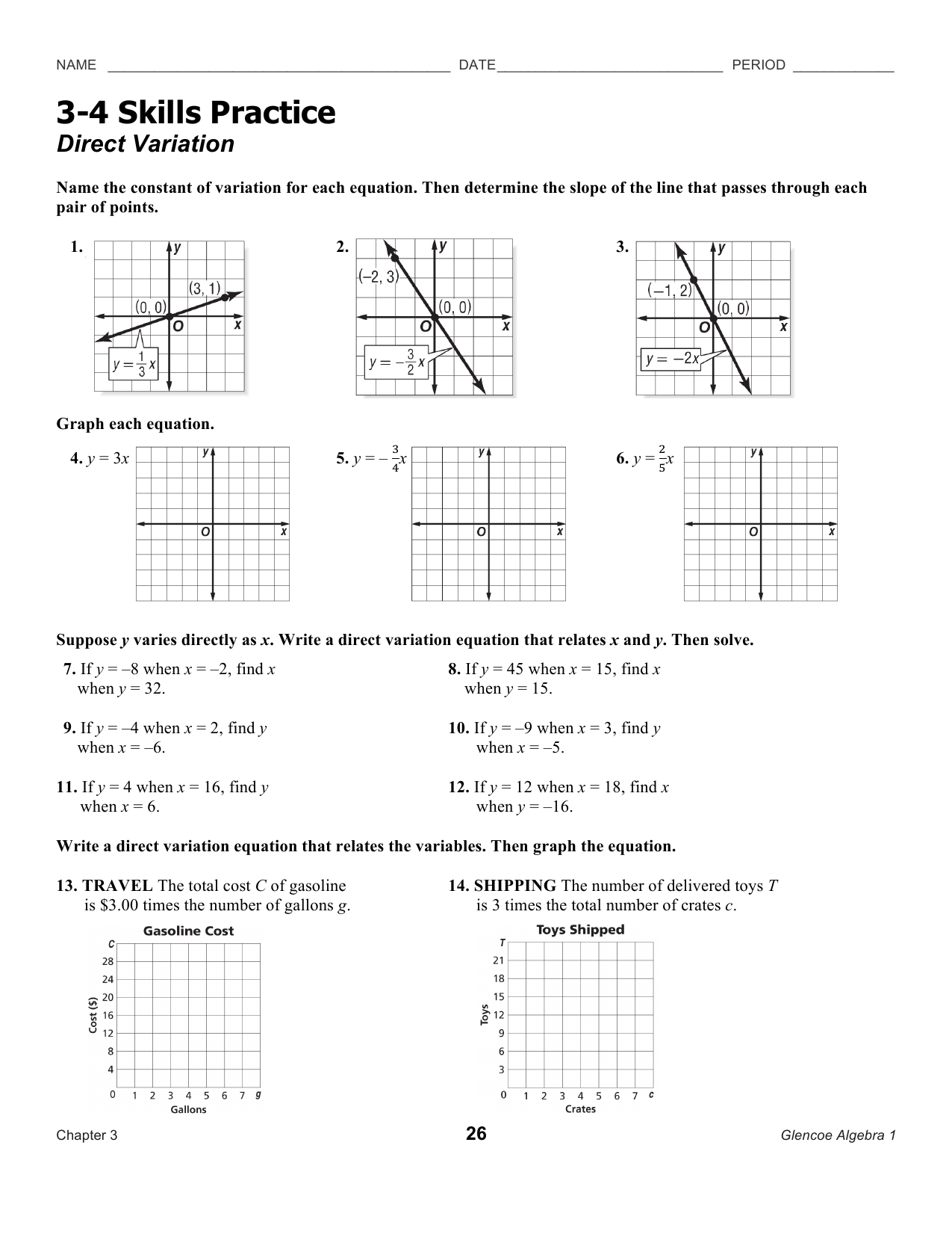 Algebra 1 Notes SOL A.8 Direct Variation Mrs. Grieser