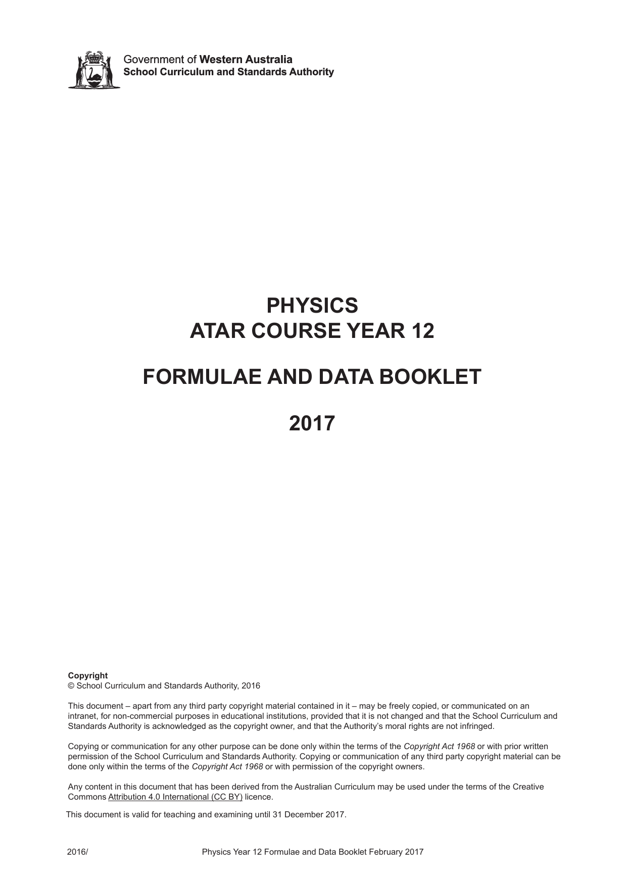 Spice of Lyfe Year 12 Physics Formula Sheet Scsa