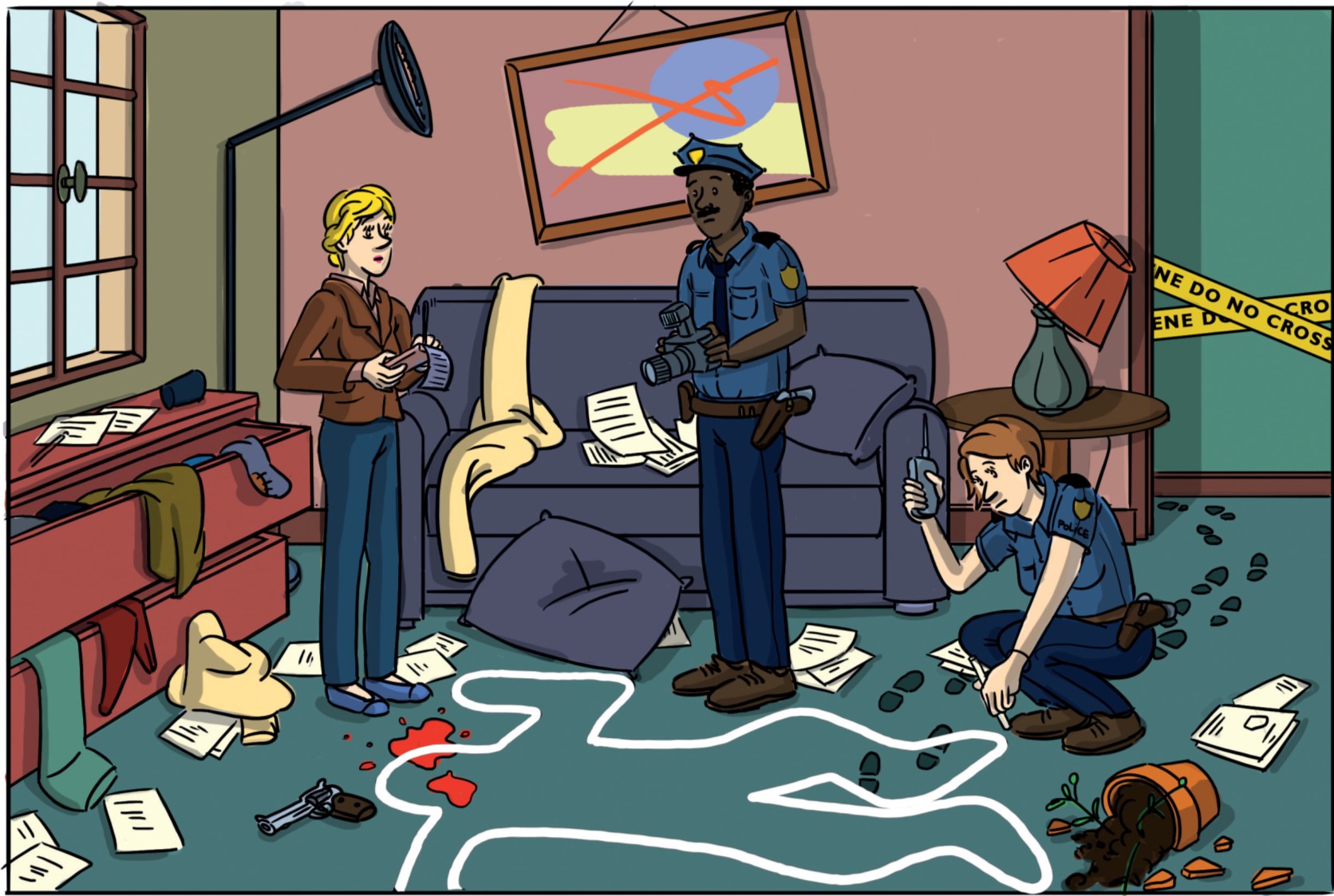 Murder Scene Cartoon