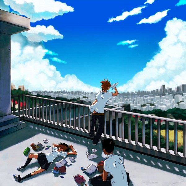 School Rooftop Zerochan Anime Image Board