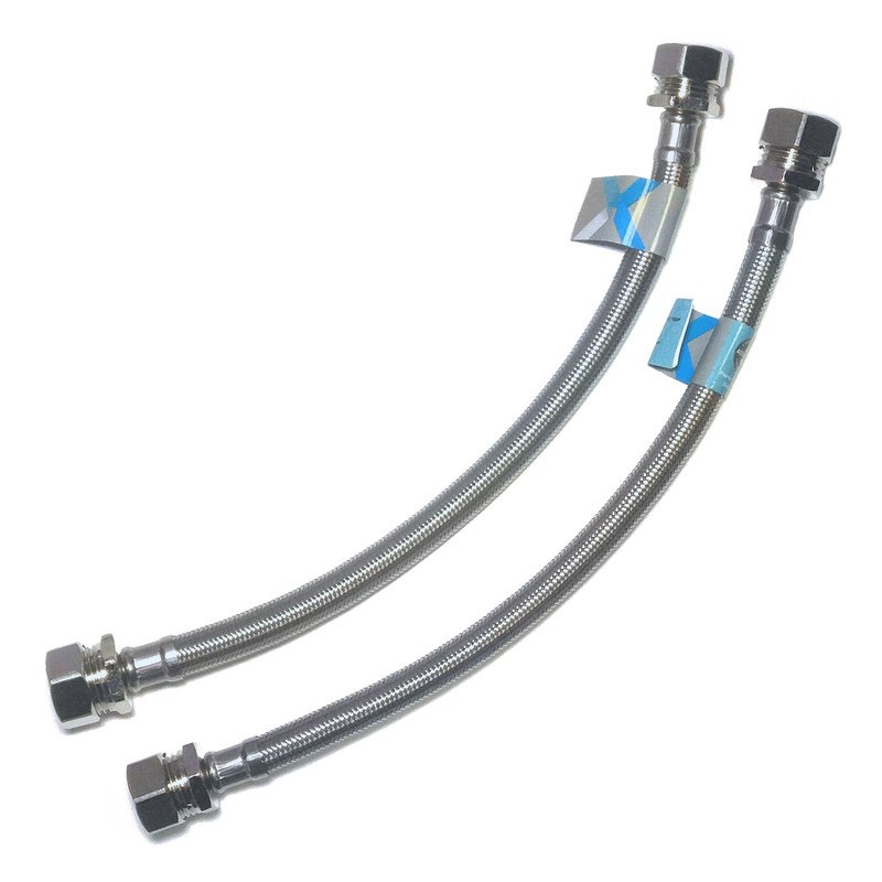 15mm x 15mm 2 Flexible Tap Connectors, Bathroom Compression Flexi Hose Pipes eBay