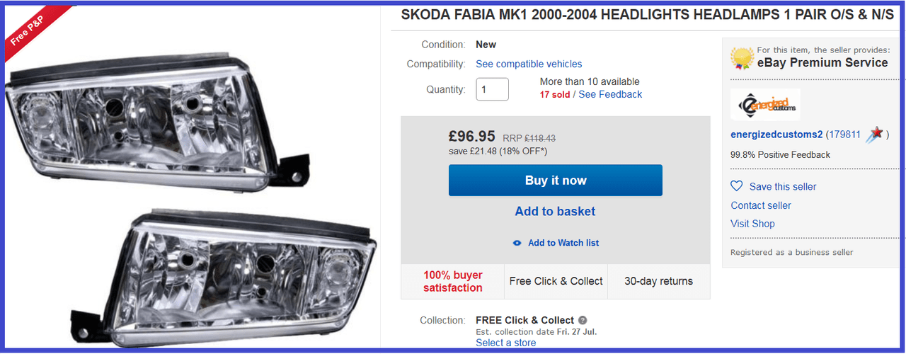 Headlight part numbers Skoda Fabia Mk I BRISKODA