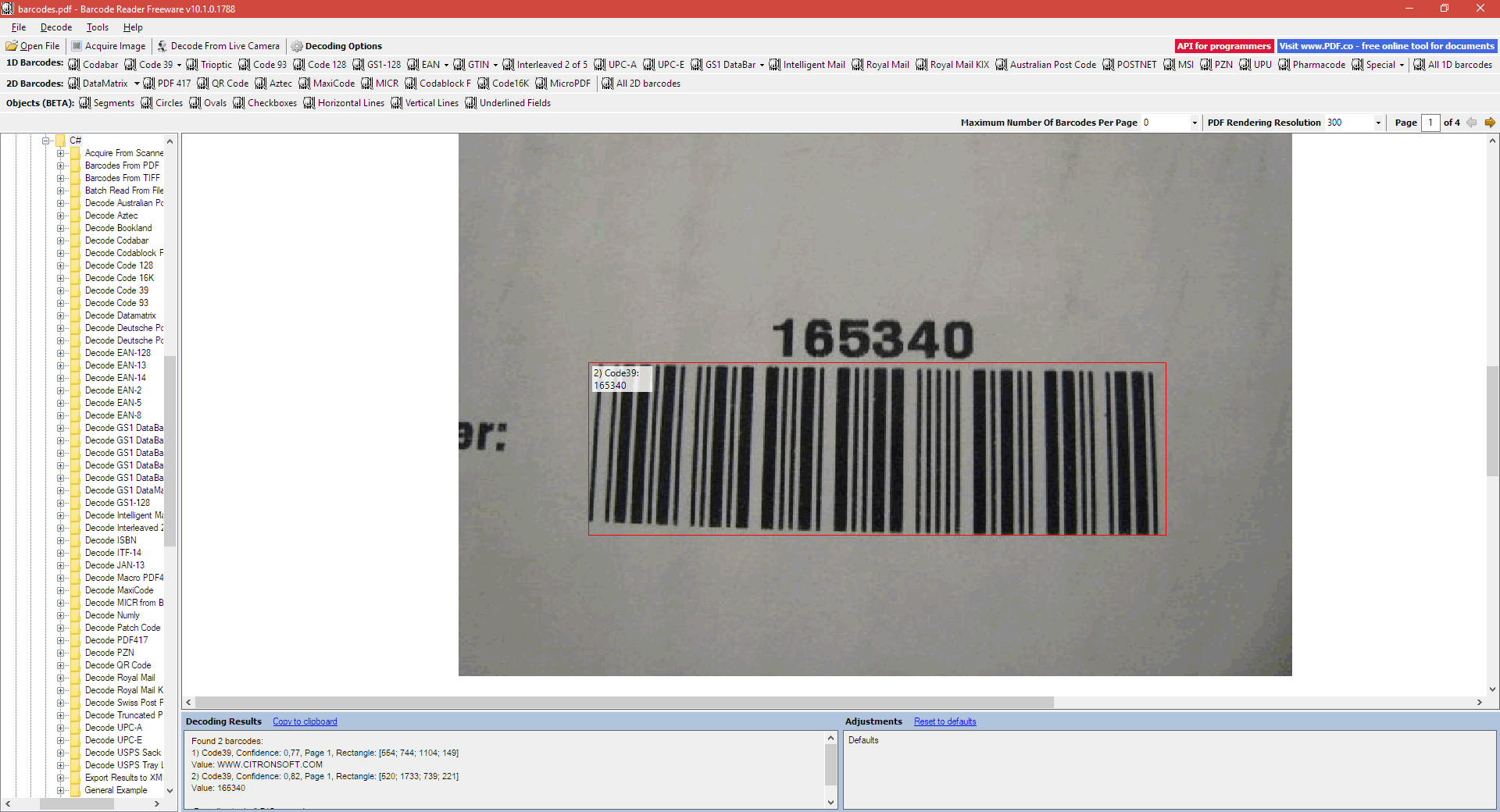 Bytescout BarCode Reader is a tool to read barcode from image file (JPG