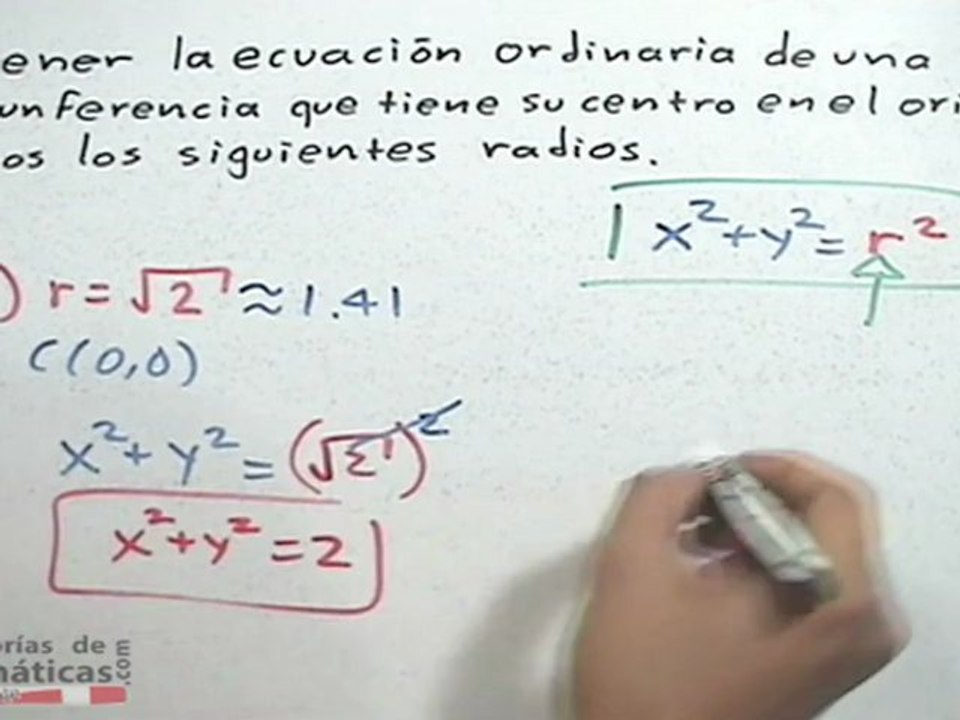 Ecuación ordinaria de la circunferencia (centro en el