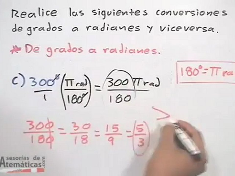 Ejercicios de conversiones entre grados a radianes Vídeo Dailymotion