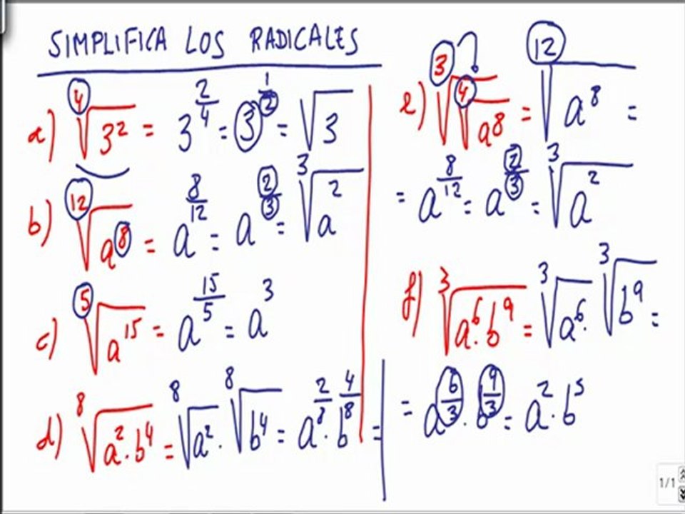 Matemáticas 4º ESO Simplificar los radicales Vídeo