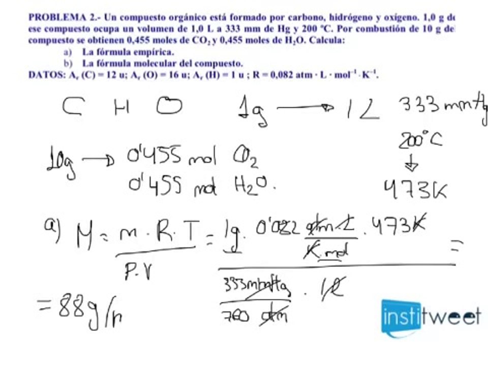 Ejercicios Resueltos De Formula Empirica