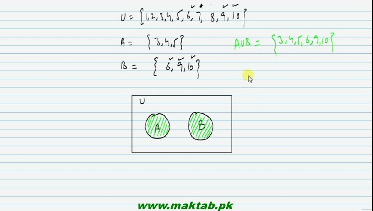 FSc Math Book1, Ex 2.2, LEC 9: Venn Diagrams - video Dailymotion
