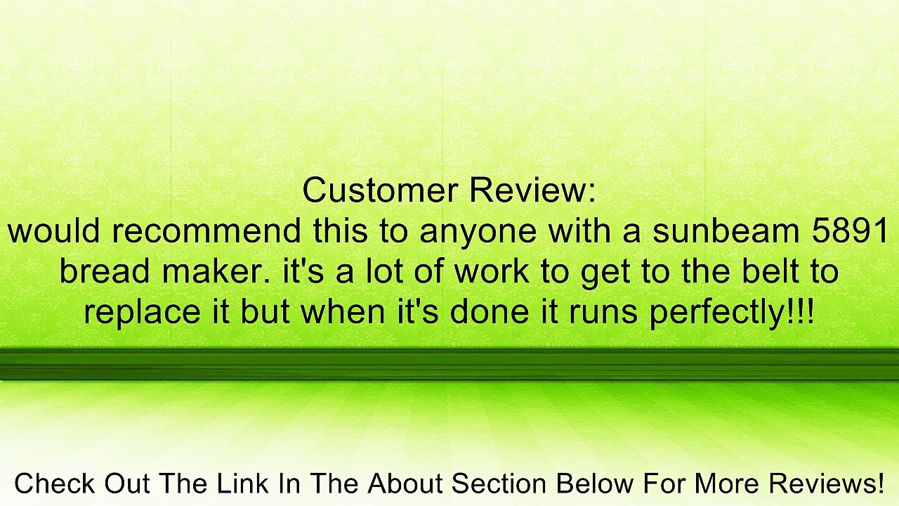 Sunbeam Bread Maker Machine Model 5891 Belt Review video Dailymotion