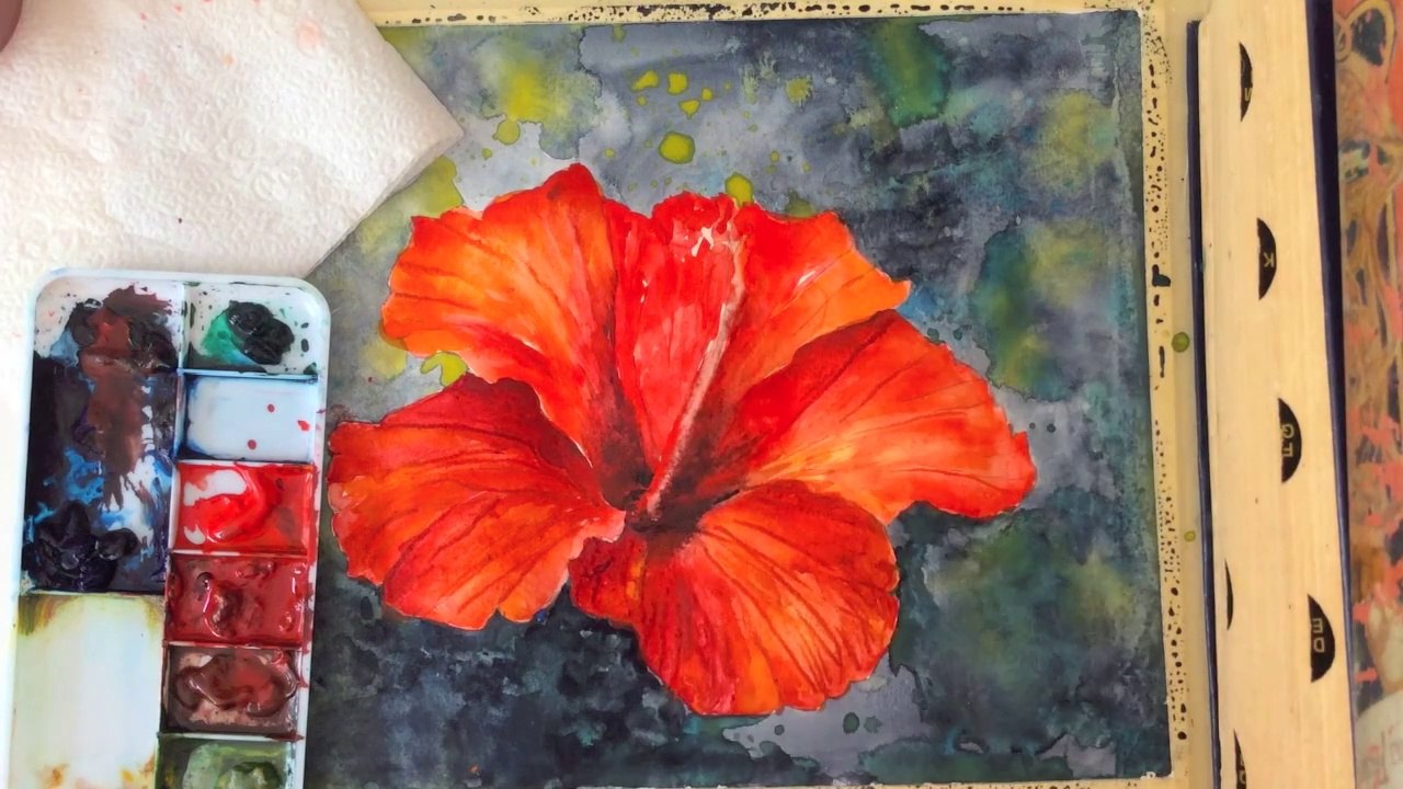 Free, Stepbystep Tutorial How to paint a Hibiscus flower in Watercolor video Dailymotion