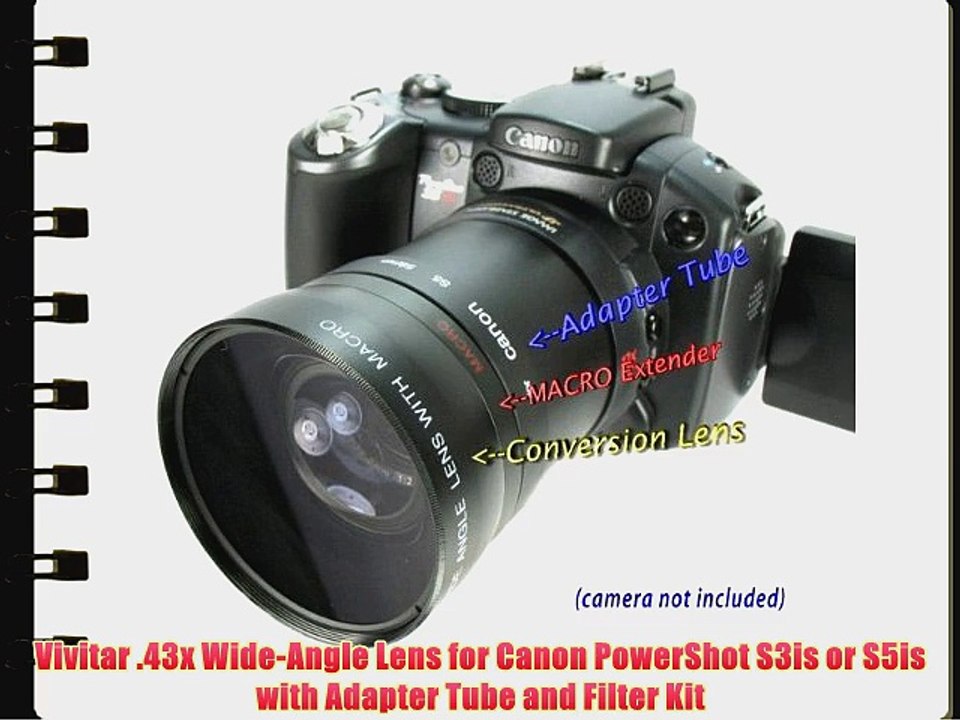 Vivitar .43x WideAngle Lens for Canon PowerShot S3is or S5is with