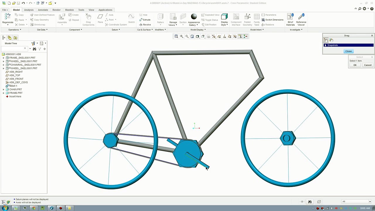 Creo Tutorial Bicycle Skeleton Mechanism video Dailymotion