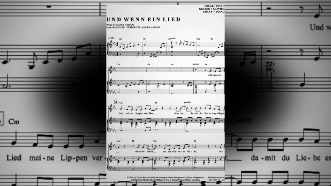 Noten bei notendownload Und wenn ein Lied (Söhne Mannheims) video