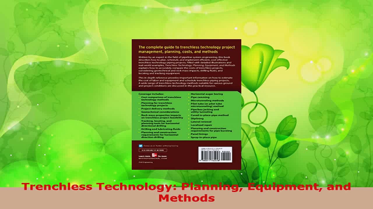 Download Trenchless Technology Planning Equipment and Methods Ebook