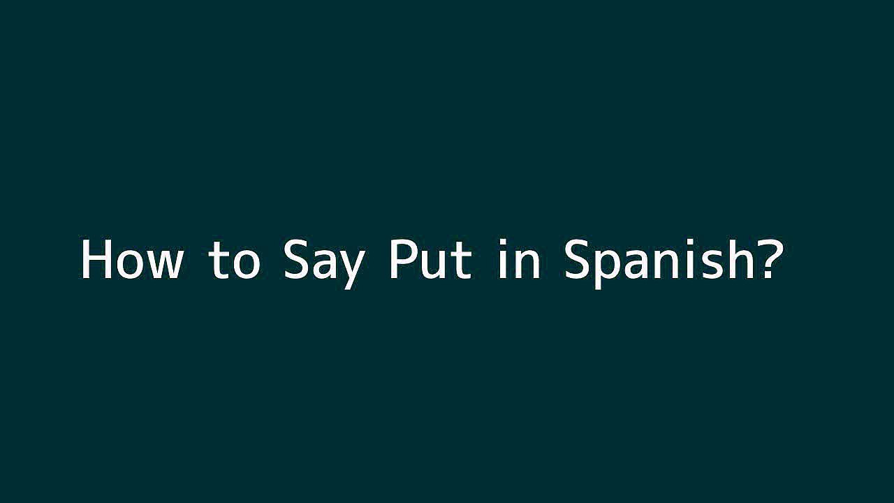 How to say Put in Spanish Vidéo Dailymotion
