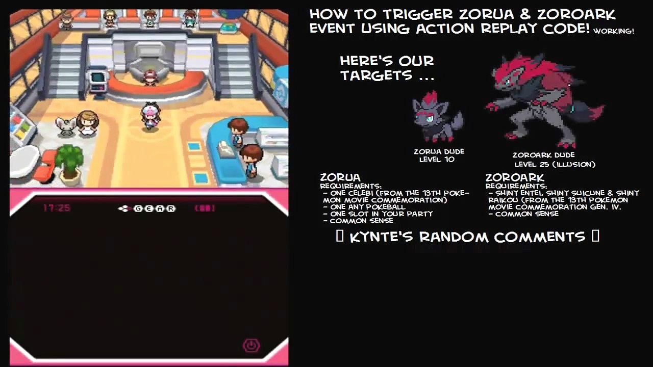 How to trigger Zorua and Zoroark Event (Action Replay Code) Pokemon