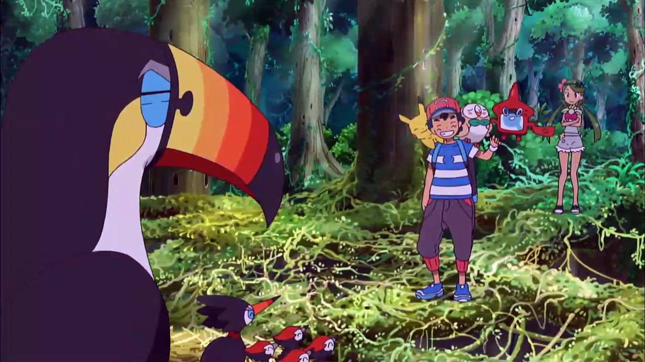Pokemon Sun and Moon Episode 4 Ash Catches First Pokemon Mokuroh Alola