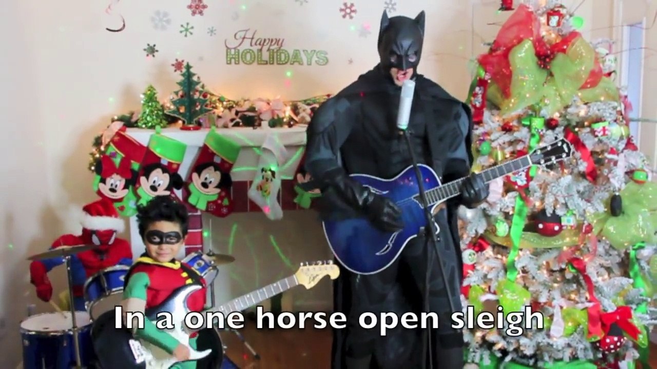 JINGLE BELLS BATMAN SMELLS CHRISTMAS SONGS Kids Children Spiderman Toys Batman family fun IRL