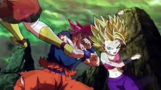 Goku Turns Super Saiyan God Against Caulifla and Kale Dragon Ball