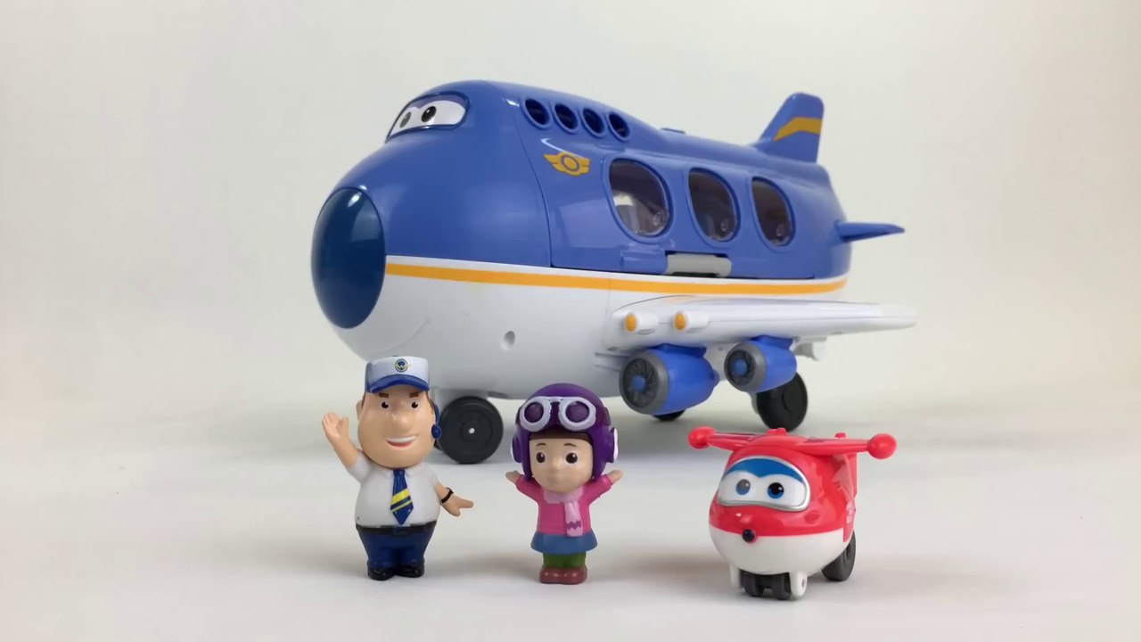 Super Wings Transforming Robots Ride Big Wing Jumbo Jet with Jimbo