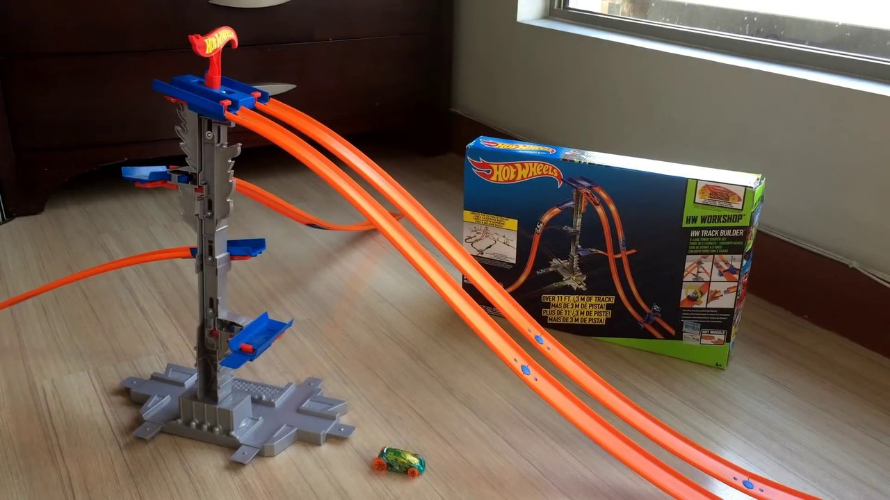 HOT WHEELS Track Builder 5 Lane Tower Starter Set Unboxing