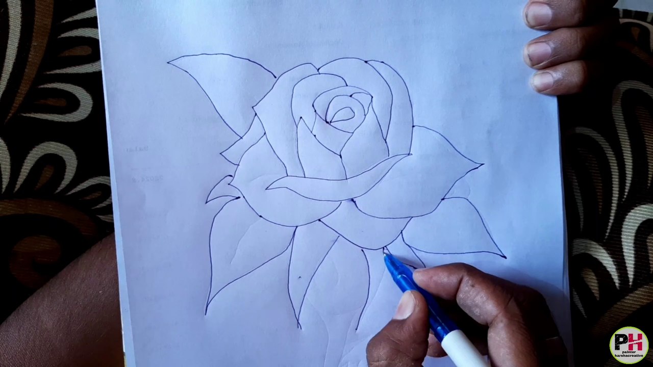 How to draw a rose gulab phool drawing, gulab phool kaise banate