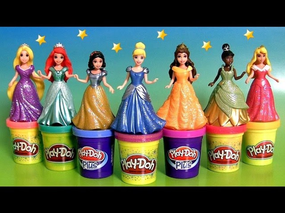 Design a Dress for 7 Disney Princess MagiClip Toys using PlayDoh
