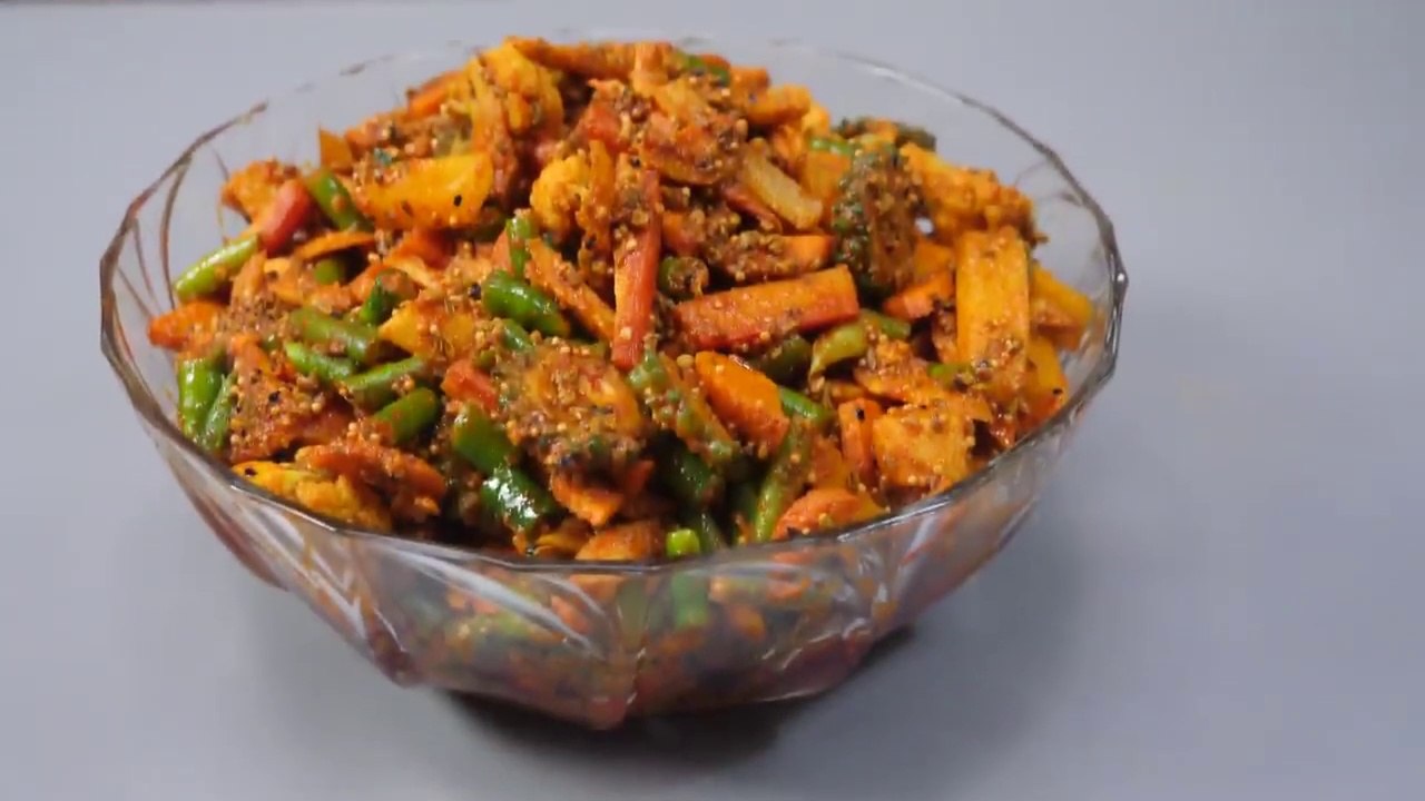 Traditional Mixed Veg pickle recipe Indian mixed veg pickle Nisha