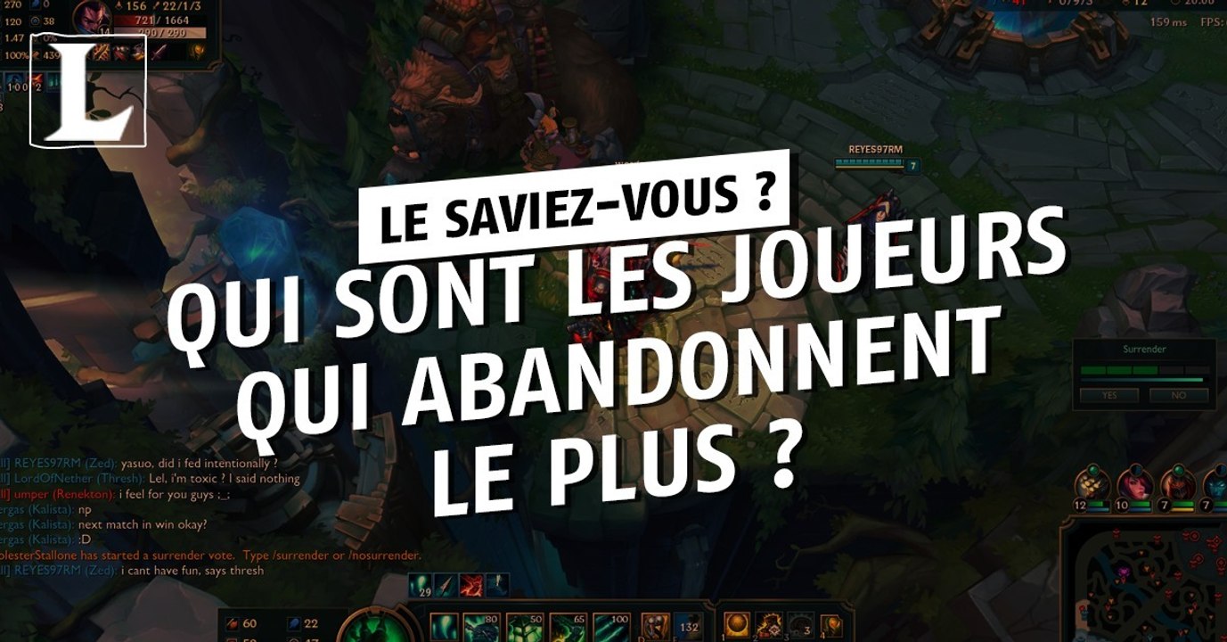 League of Legends les joueurs qui abandonnent le plus ne