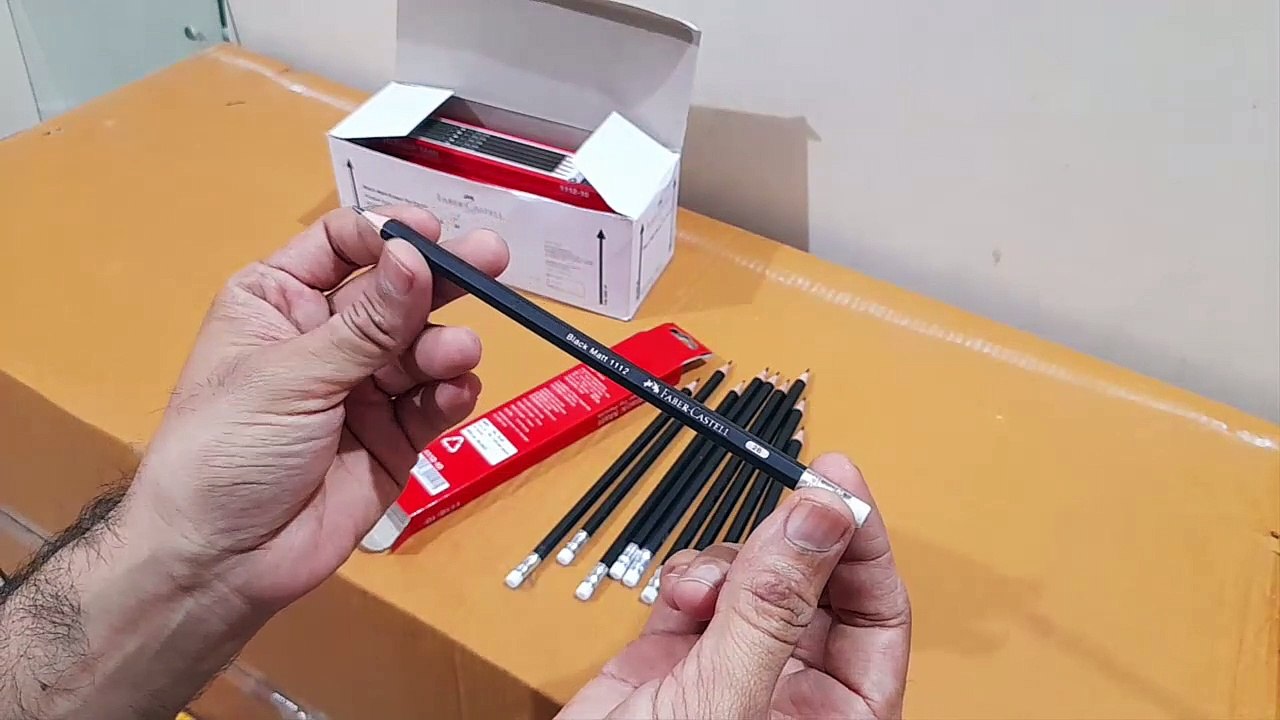 Unboxing and Review of FaberCastell Black Matt Eraser Tip Pencils for students video Dailymotion