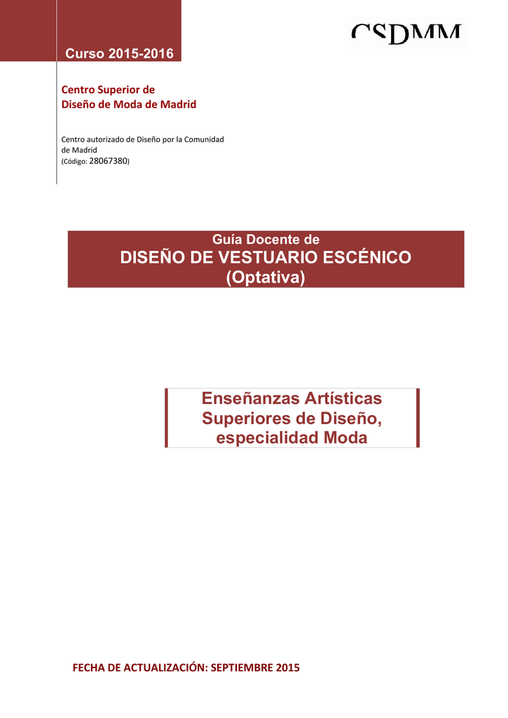 Diseno De Vestuario Escenico Optativa