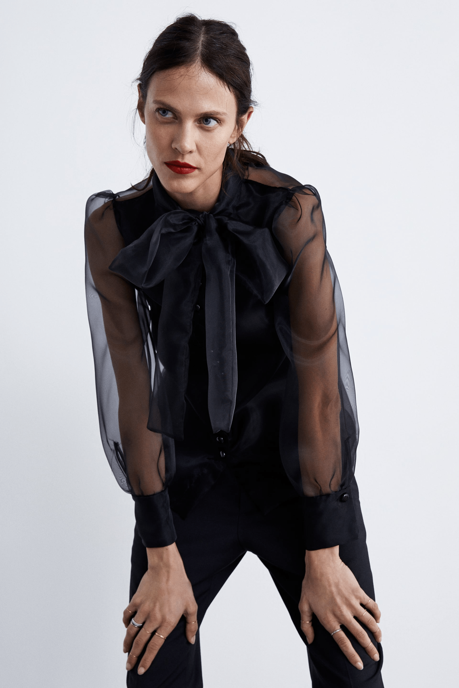 Zara + Blouse With Tied Bow