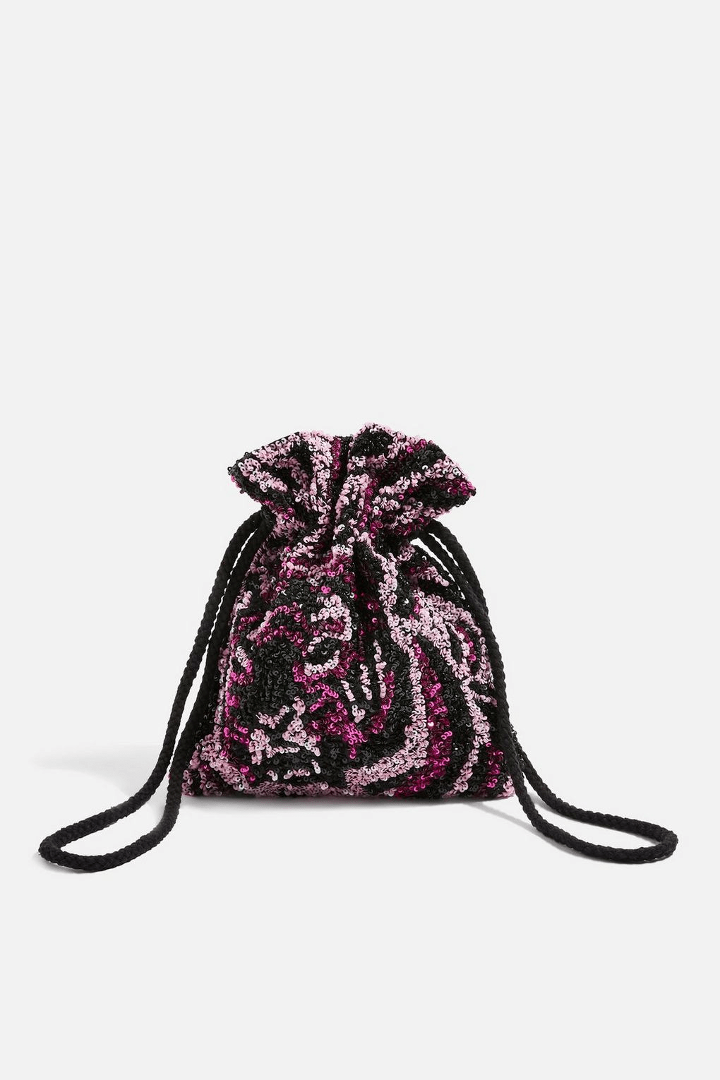 + Tiger Beaded Drawstring Cross Body Bag
