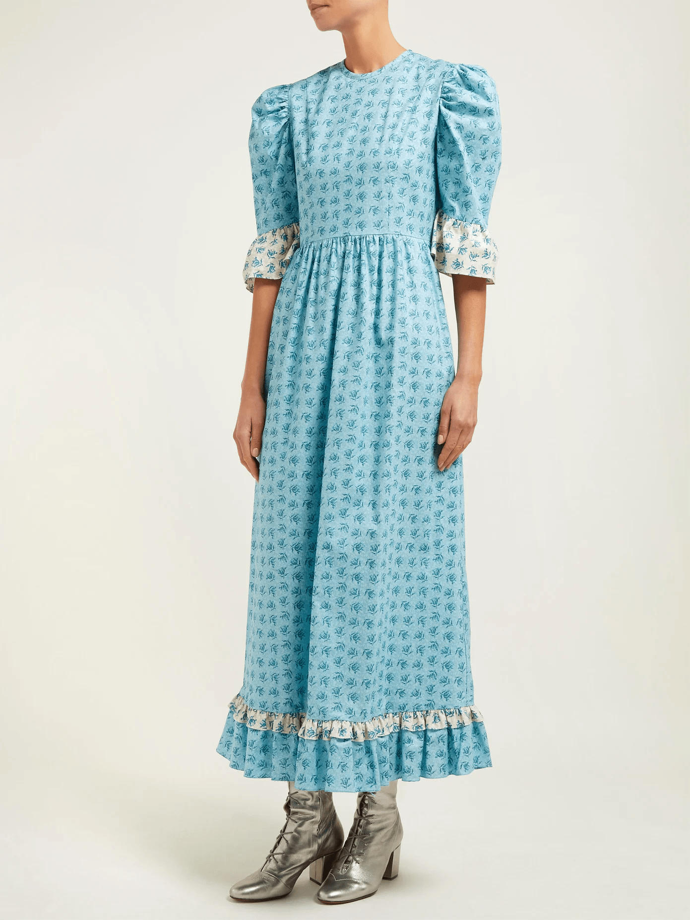 Batsheva + Floral Print Ruffled Cotton Dress
